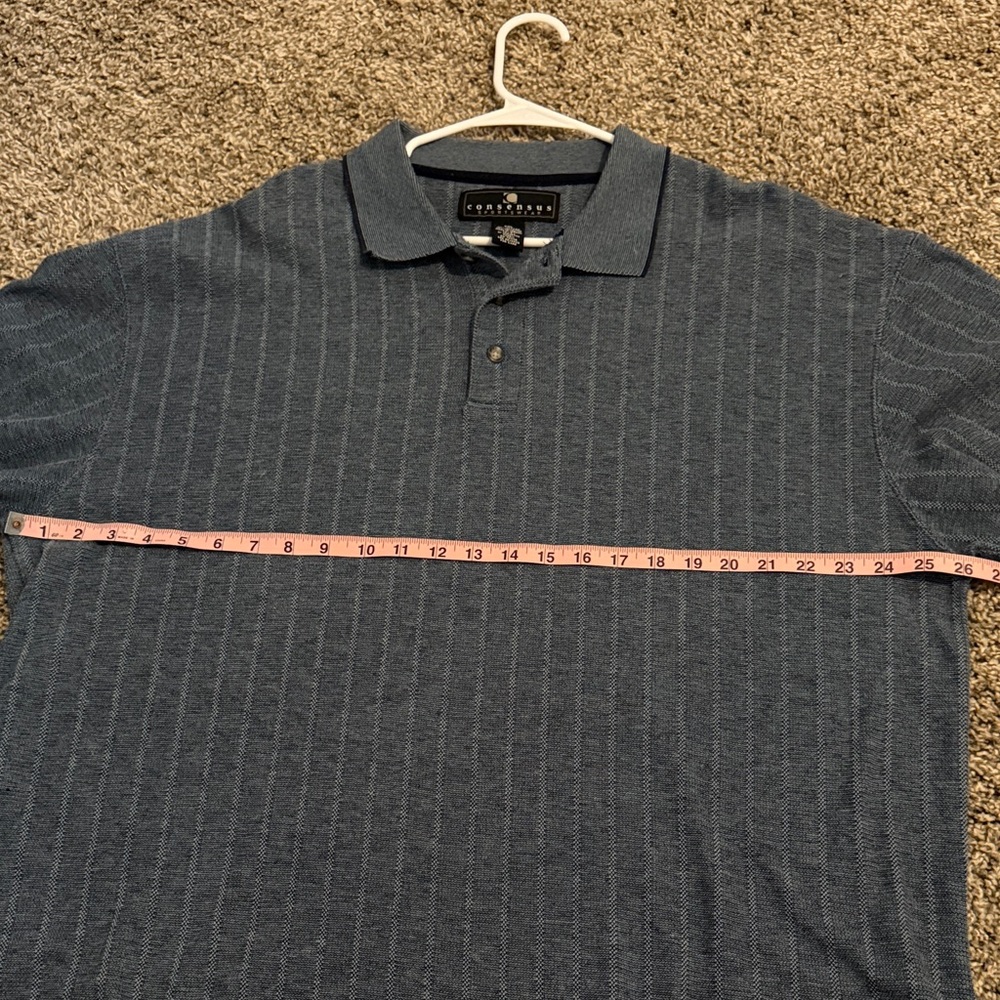 Blue Long Sleeve Knit Sweater Polo - Picture 6 of 7